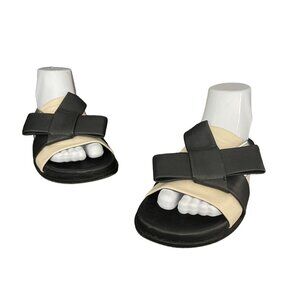 Mercedes Castillo Women's Leather Bow Slide Sandal Black/Tan, Size 5